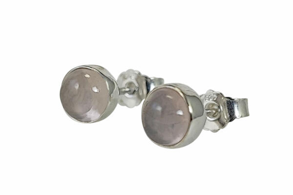 Ohrstecker Ohrringe Silber 925 mit Rosenquarz rund 6 mm