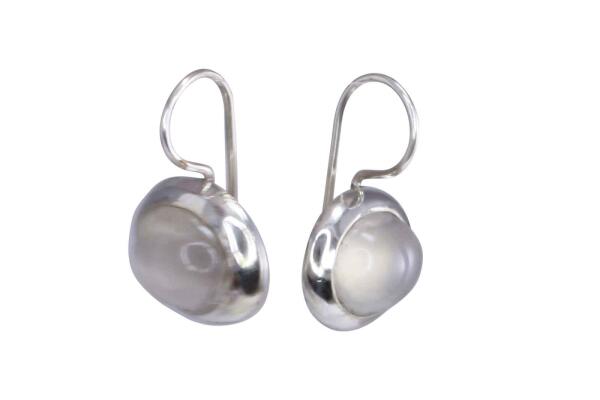 Ohrringe Ohrhänger Silber 925 mit Mondstein weiß