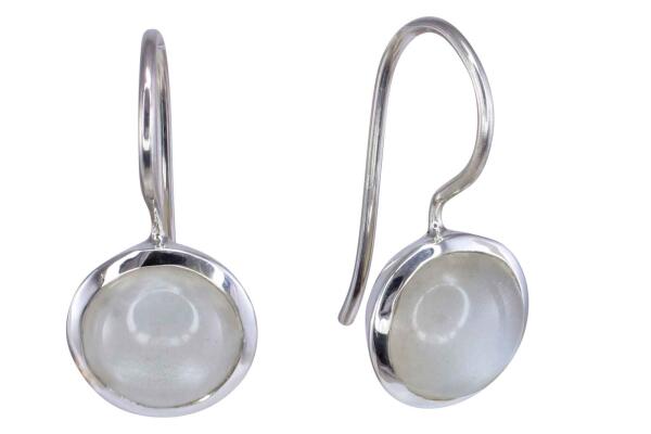 Ohrringe Ohrhänger Silber 925  mit Mondstein weiß (Indien)