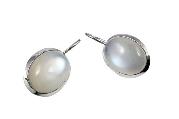 Ohrringe Ohrhänger Silber 925  mit Mondstein weiss oval