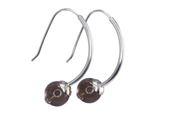 Ohrringe Ohrhänger Silber 925 mit Rauchquarz Kugel Design Ohrhaken