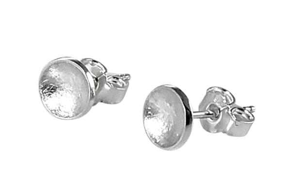 Ohrringe Ohrstecker Silber 925 *Maja* 7 mm rund eismattiert gebürstet