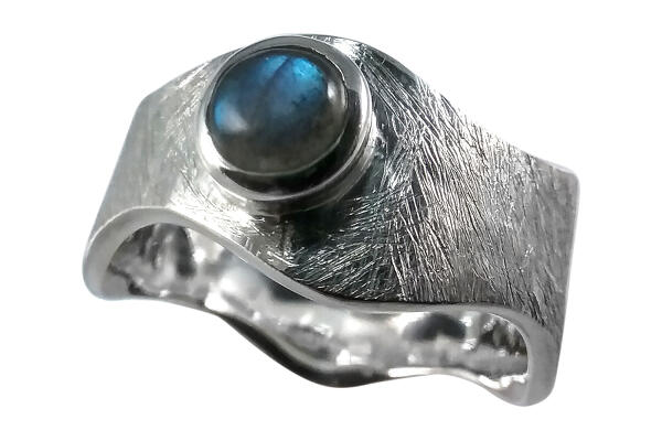 Ring Silber 925 mit Labradorit rund