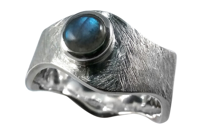 Ring Silber 925 mit Labradorit rund  19,5