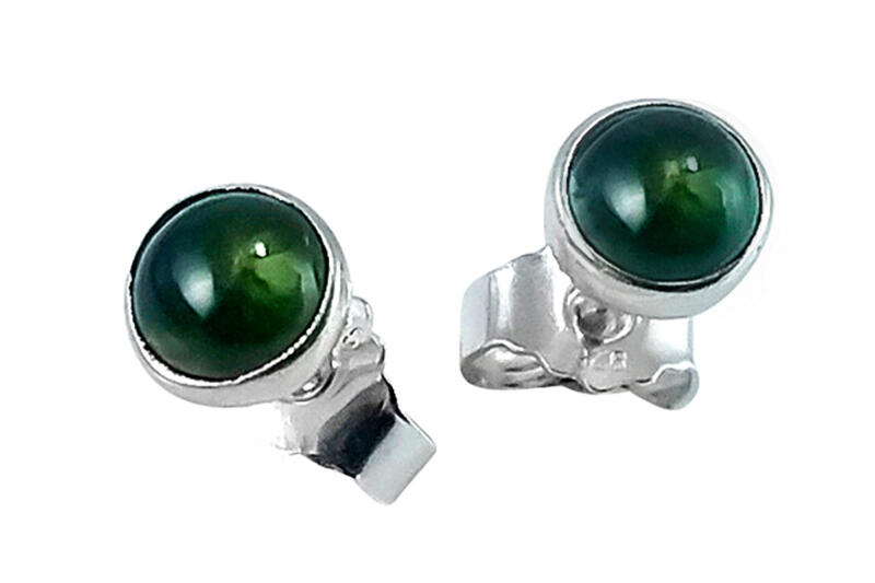 Ohrringe Ohrstecker Silber 925 mit Turmalin grün Verdelith rund 5 mm