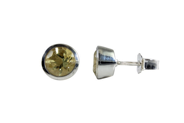 Ohrringe Ohrstecker Silber 925 mit Lemon-Citrin facettiert 6  mm