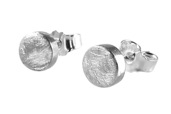 Ohrringe Ohrstecker Silber 925 *Aditi* Scheibe 6 mm massiv eismattiert