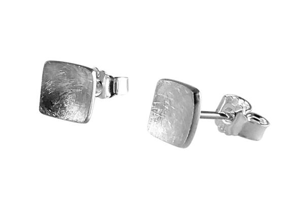 Ohrringe Ohrstecker Silber 925 *Dayita* Scheibe 10 mm carrée konkav eismattiert