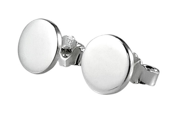 Ohrringe Ohrstecker Silber 925 *Dhara* Scheibe 8 mm flach hochglanzpoliert