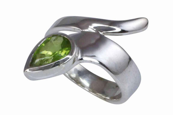 Ring Silber 925 mit Peridot facettiert Schlangen-Design
