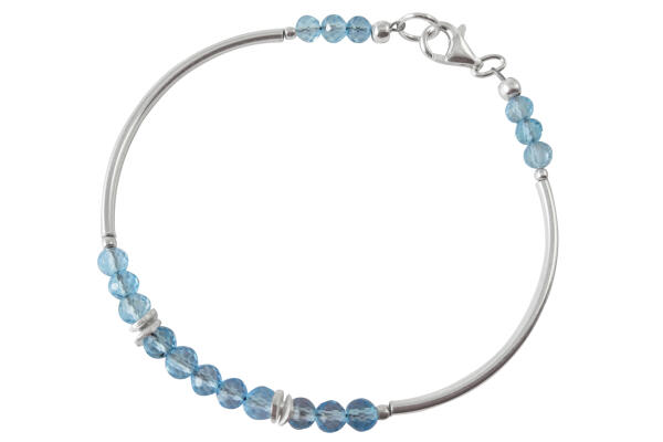 Blautopas Armband Silber 925 Kugel facettiert minimalistisch